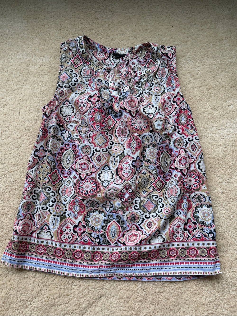 Talbots Women’s Tapestry Print Tank Blouse - XS Petite - VGUC - 100% Cotton